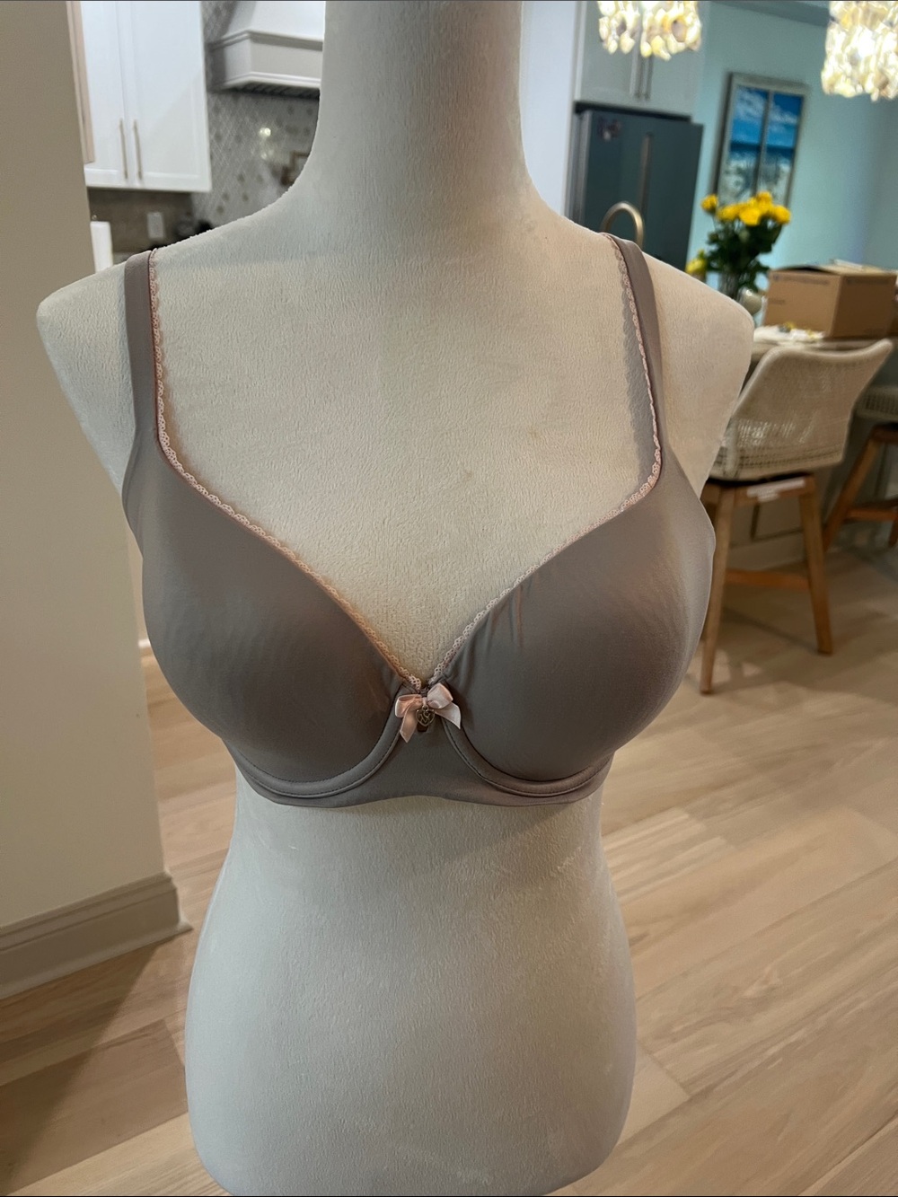 Victoria's Secret Taupe Bra with Pink Trim